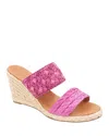 Andre Assous Women's Nolita Raffia Espadrille Wedge Sandals In Fuchsia