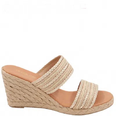 ANDRE ASSOUS WOMEN'S NOLITA SLIP-ON WEDGE SANDAL IN NATURAL PLATINO STRIPE RAFFIA