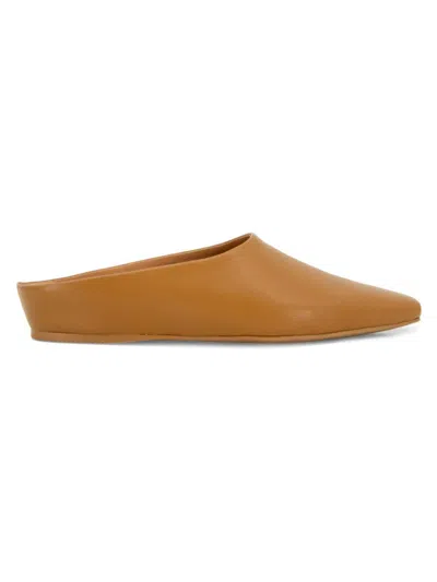 Andre Assous Women's Norma Square Toe Leather Mules In Caramel