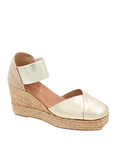 Andre Assous Women's Pedra Ankle Strap Espadrille Platform Wedge Pumps In Gold