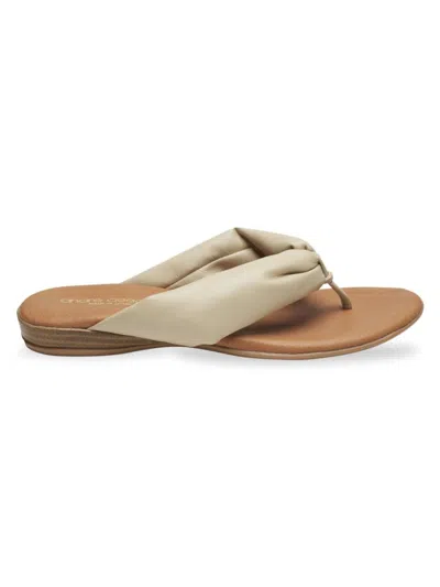 Andre Assous Women's Puffy Leather Thong Flat Sandals In Beige