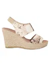 Andre Assous Women's Reese Leather Espadrille Wedge Sandal In Sand Snake