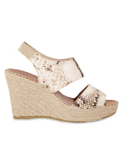 Andre Assous Women's Reese Leather Espadrille Wedge Sandal In Sand Snake