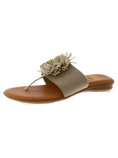 Andre Assous Womens Slip On Slides Thong Sandals In Gold
