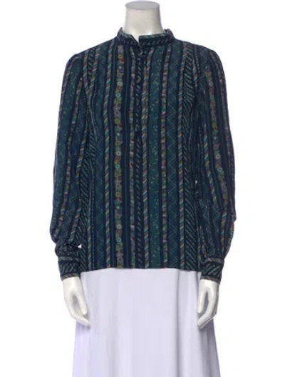 Pre-owned André Laug Vintage 1970's Blouse In Green