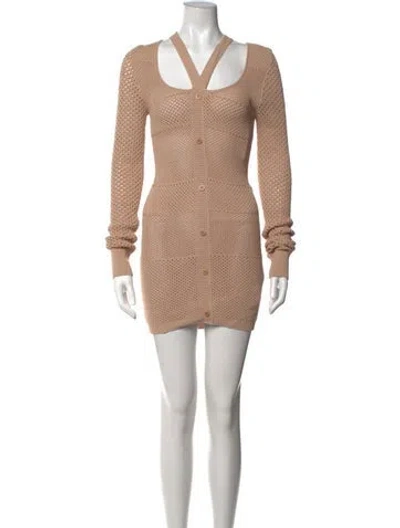 Pre-owned Andrea Adamo Asymmetrical Mini Dress W/ Tags In Neutrals