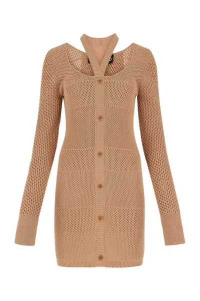 Andrea Adamo Biscuit Mesh Mini Dress In Brown