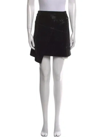 Pre-owned Andrea Adamo Crystal Embellishments Mini Skirt In Black