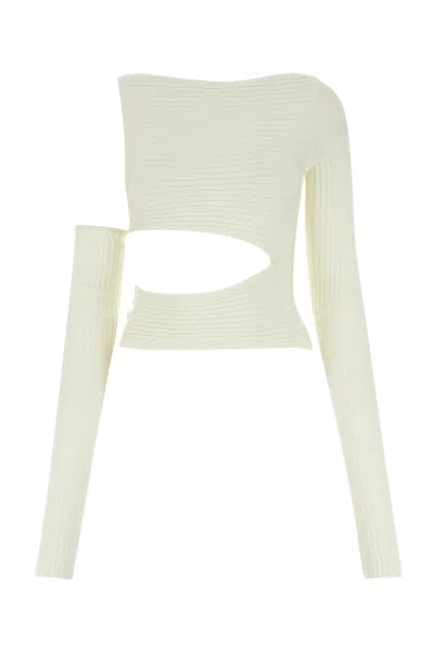 Andrea Adamo Cut-out Ribbed Sweater In White