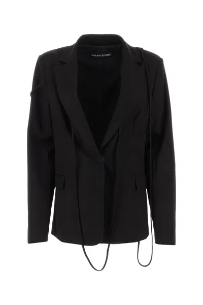 Andrea Adamo Draped Wool Blazer In Black