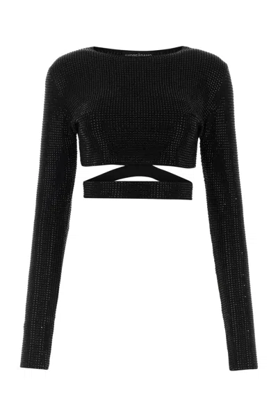 Andrea Adamo Embellished Viscose-blend Top For Women In Black