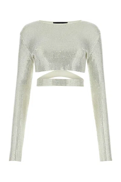 Andrea Adamo Embellished Viscose-blend Top In White
