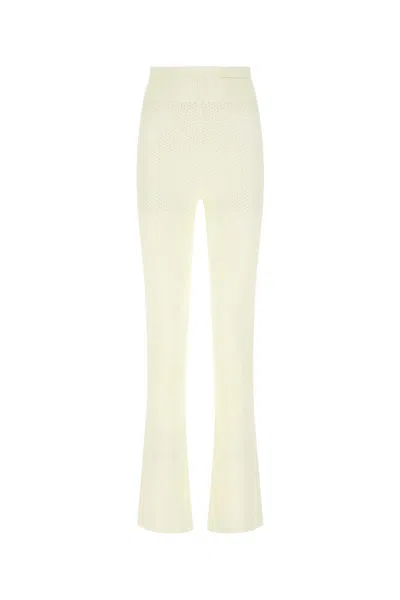 Andrea Adamo Ivory Stretch Viscose-blend Pants With Soft Tailoring In White
