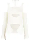 Andrea Adamo Ribbed Knit Cut-out Top