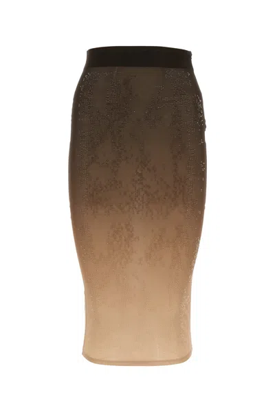 Andrea Adamo Ombré Rhinestone Skirt In Brown