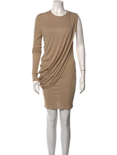 Pre-owned Andrea Adamo One-shoulder Mini Dress In Neutrals