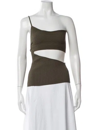 Pre-owned Andrea Adamo One-shoulder Sleeveless Crop Top In Black