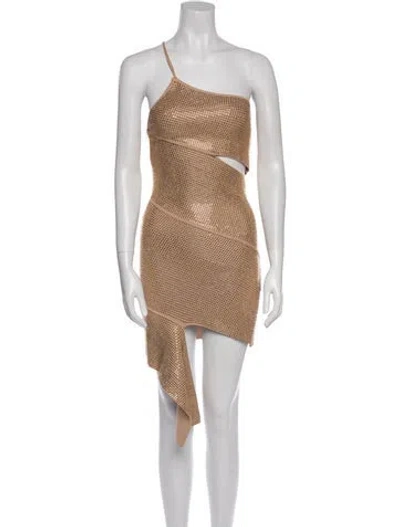 Pre-owned Andrea Adamo Patterned Knee-length Dress In Neutral