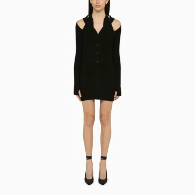 Andrea Adamo Ribbed Mini Dress With Cut-out Detail In Black