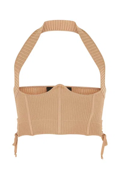 Andrea Adamo Stretch Viscose Blend Bodice Top In Neutrals