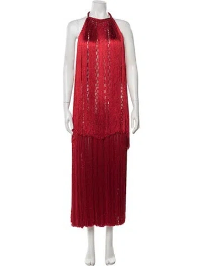 Pre-owned Andrea Almeida Halterneck Long Dress W/ Tags In Red