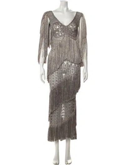 Pre-owned Andrea Almeida Patterned Long Dress W/ Tags In Multi