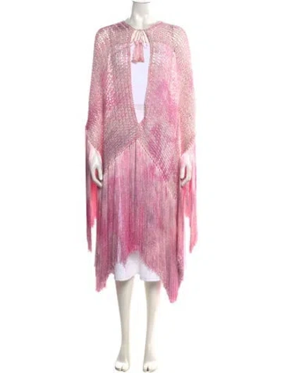 Pre-owned Andrea Almeida Tie-dye Print V-neck Top W/ Tags In Pink