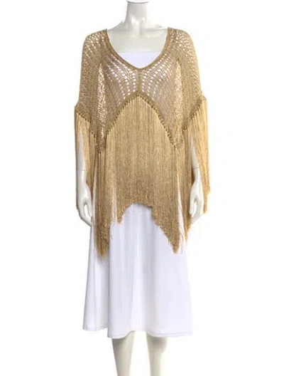 Pre-owned Andrea Almeida V-neck Long Sleeve Top W/ Tags In Gold