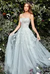 Andrea & Leo A0890 Strapless A-line Prom Gown In Blue