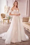 Andrea & Leo A1014c A Line Long Bridal Gown Detachable Sleeves Wedding Dress In White
