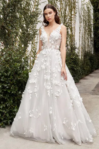 Andrea & Leo A1042w Long White Couture Floral Wedding Dress