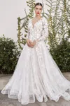 Andrea & Leo A1067wc Long Sleeve Plus Size 3d Floral Wedding Dress In White