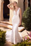 Andrea & Leo A1072w Long Fitted Mermaid Lace Wedding Dress In White