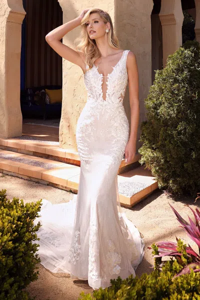 Andrea & Leo A1072w Long Fitted Mermaid Lace Wedding Dress In White