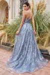 Andrea & Leo A1174 Strapless With Shawl Formal Gown In Blue