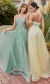 Andrea & Leo A1191 Spaghetti Strap Prom Gown In Green