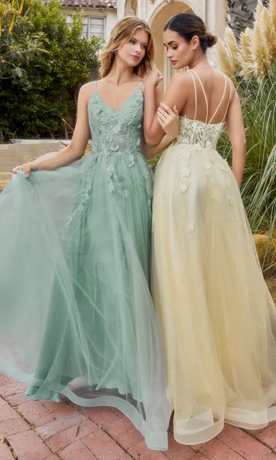 Andrea & Leo A1191 Spaghetti Strap Prom Gown In Green