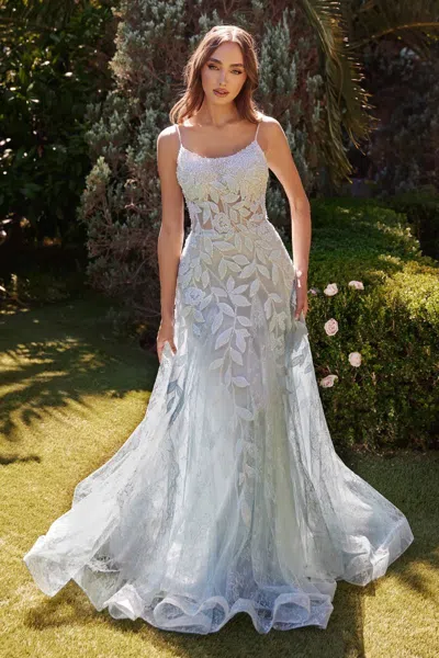 Andrea & Leo A1235 Long Beaded Formal Prom Dress In Blue