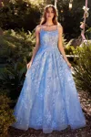 Andrea & Leo A1248 Long Formal A Line Prom Dress In Blue