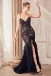 Andrea & Leo A1299 Long Fitted Mermaid Formal Prom Dress In Black