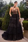 Andrea & Leo A1335 Long Formal Evening Prom Dress In Black