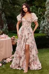 Andrea & Leo A1336 Long Floral Formal Prom Dress In Pink