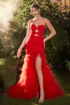 Andrea & Leo A1337 Fitted Formal Prom Long Mermaid Dress In Red