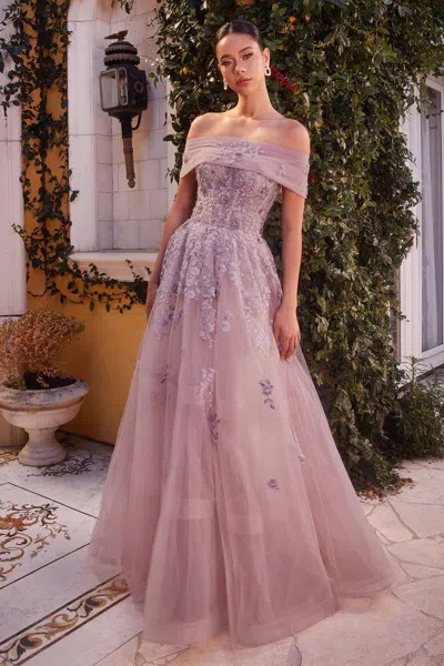 Andrea & Leo A1348 Floral Formal Prom Long A Line Dress In Pink