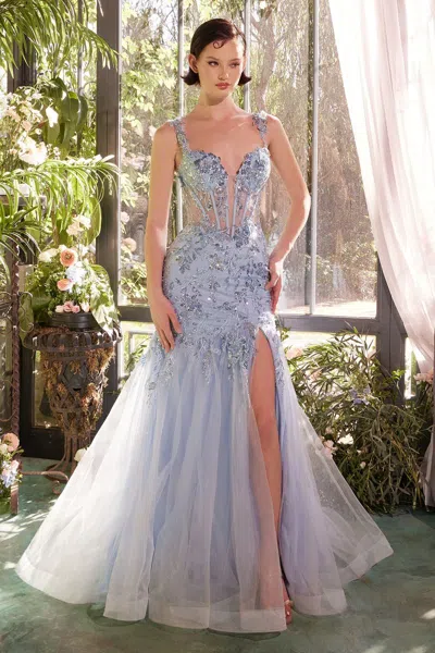 Andrea & Leo A1429 Prom Mermaid Long Sequin Formal Dress In Blue