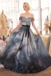 Andrea & Leo A1431 Long Formal Ball Gown Printed Prom Dress In Multi
