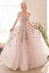 Andrea & Leo A1458 Long Formal A Line Corset Prom Dress In Pink
