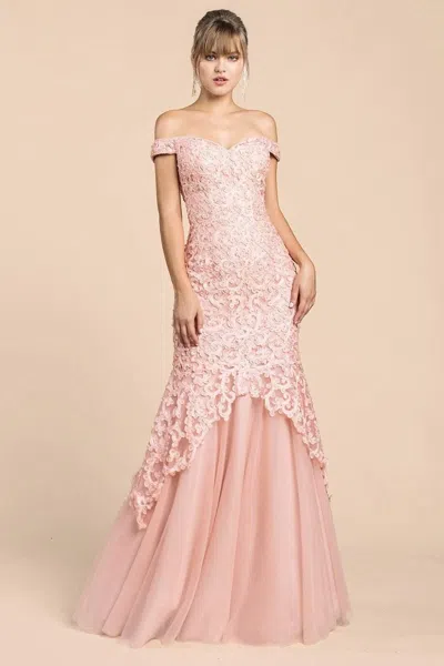 Andrea & Leo Cda0401 Long Prom Mermaid Dress In Pink