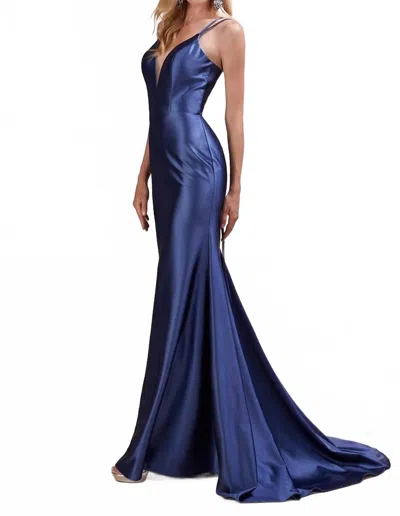 Andrea & Leo Couture Formal Mermaid Gown In Navy