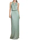 Andrea & Leo Couture Grecian Metallic Dress In Sage In Multi